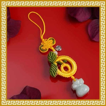Ji Qing Tang Jade Prosperity Pouch with Double Ji Wealth Hanging Ornament - # Multi Multi
