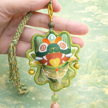 Ji Qing Tang Roof Cat Prosperity Charm Sachet - # Green Green