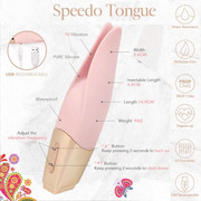 LaMome Speedo Tongue Rechargeable Rabbit Ears Clitoral and Nipple Vibrator BF-13074-04 Fixed SizeProduct Thumbnail