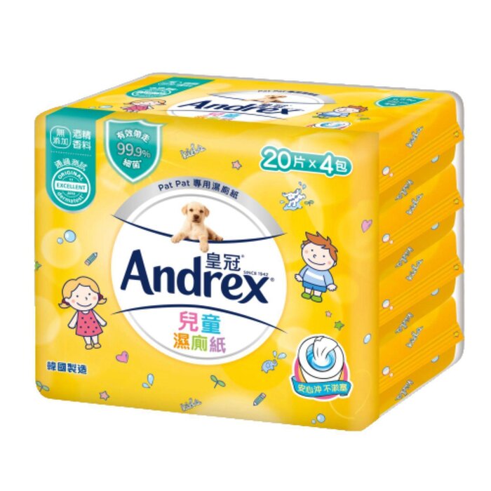 Kimberly-Clark ANDREX - Kids Moist Bath Tissue 20sx4 (Dermatologist Tested Made Korea Wipe Away 99.9% Bacteria Safe to Flush) Fixed SizeProduct Thumbnail