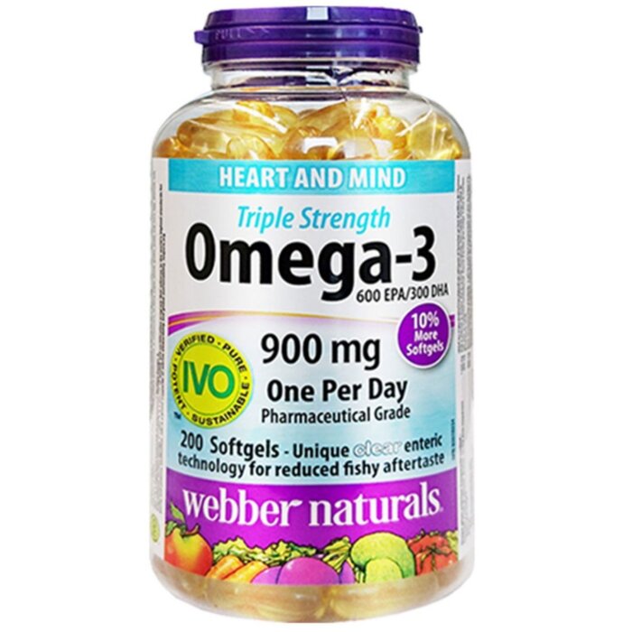 Webber naturals Triple Strength Omega-3 (900 mg EPA/DHA) 200 softgels (Referenced EXP: 04/2025*) Picture ColorProduct Thumbnail