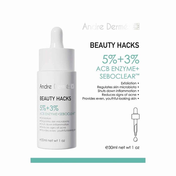 Andre Dermes Beauty Hacks 5 Percent ACB Enzyme Plus 3 Percent Seboclear Serum 30mlProduct Thumbnail
