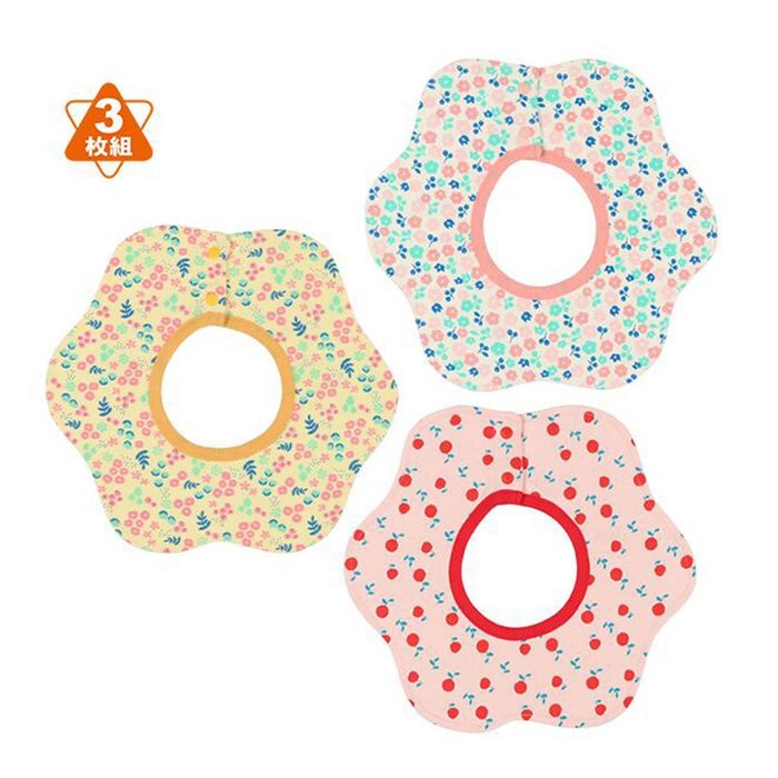 NISHIMATSUYA Nishimatsuya Flower Shaped baby bib (Flowers, Cherries) 3P Fixed SizeProduct Thumbnail