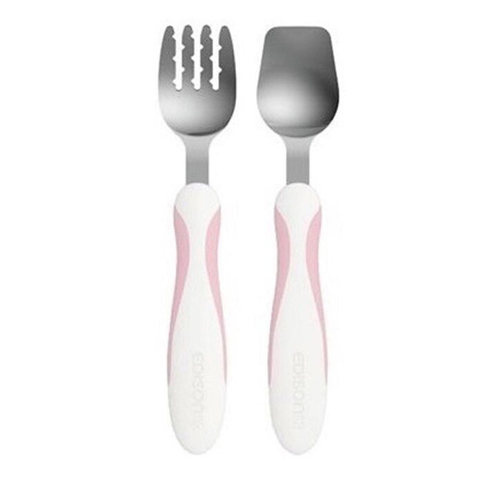 エジソンママ Edison mama EDISON mama Baby Plus Learning Tableware Set Fork + Spoon with Storage Box (Light Pink)(1.5Y)Made in Japan Fixed SizeProduct Thumbnail