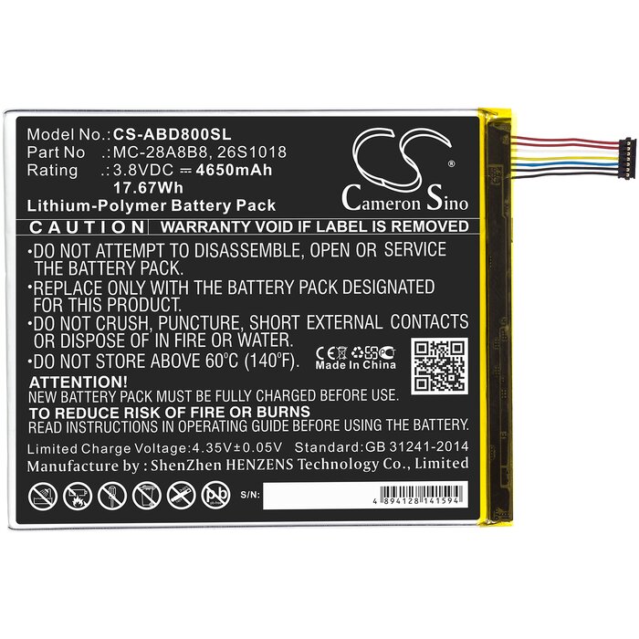 Amazon CS-ABD800SL - replacement battery for Amazon Fixed sizeProduct Thumbnail