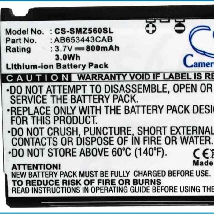 Samsung CS-SMZ560SL - replacement battery for SAMSUNG Fixed sizeProduct Thumbnail