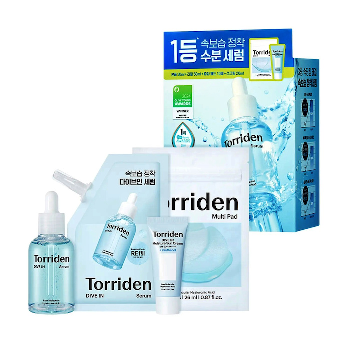 Torriden Dive In Serum Set (Serum 50ml + Refill 50ml + Sun Cream 20ml + Multi Pad 10 sheets) 4 pcs per setProduct Thumbnail