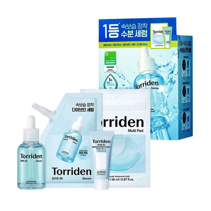 Torriden Dive In Serum Set (Serum 50ml + Refill 50ml + Sun Cream 20ml + Multi Pad 10 sheets) 4 pcs/setProduct Thumbnail