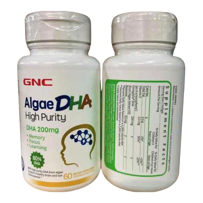 GNC Kids Algae DHA High Purity DHA 200mg Chewable Softgels 60 SoftgelsProduct Thumbnail