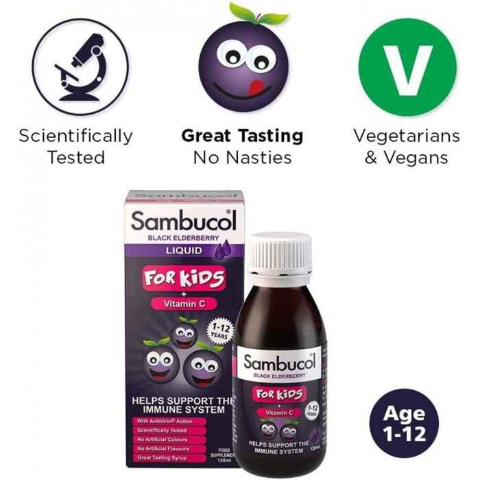 Sambucol BLACK ELDERBERRY LIQUID FOR KIDS (Vitamin C) 120mlProduct Thumbnail