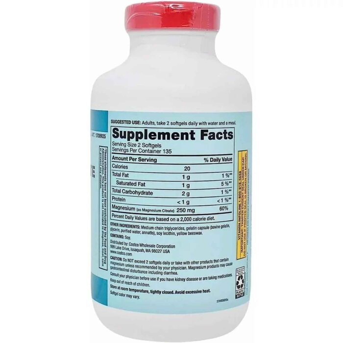 Kirkland Signature Magnesium Citrate 250mg 270 SoftgelsProduct Thumbnail