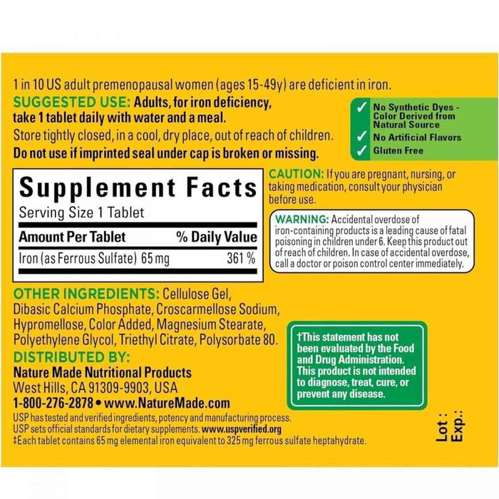 Nature Made Iron 65mg Dietary Supplement 365 TabletsProduct Thumbnail