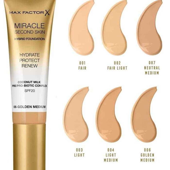 Max Factor Miracle Second Skin Hybrid Foundation SPF20 30mlProduct Thumbnail