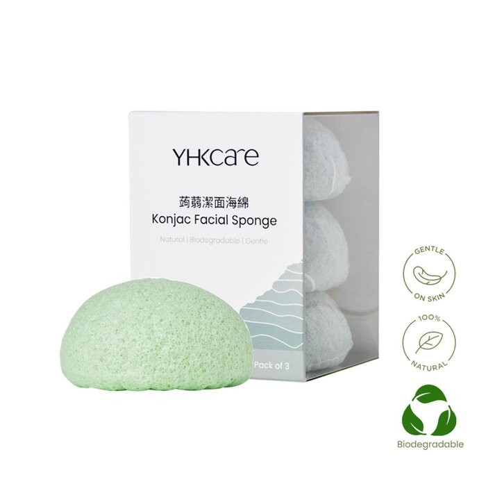 YHKCARE Konjac Sponge (French green clay) Trio pack 3pcsProduct Thumbnail