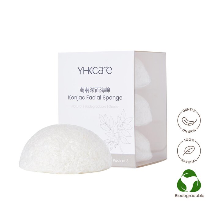YHKCARE Paquete de trío de esponjas Konjac (puras) 3pcsProduct Thumbnail