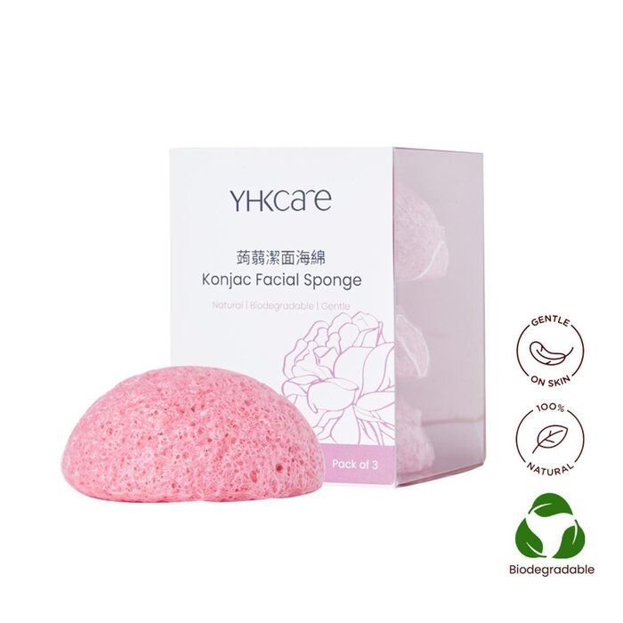 YHKCARE 蒟蒻潔面海綿 （玫瑰）三個裝 3pcsProduct Thumbnail