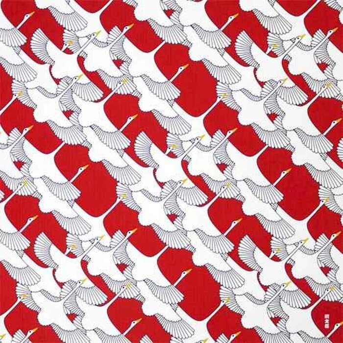 TAKTAK KITCHEN Made in Japan Cotton Red Crane Kofu Shukutsuru Aka Cat Dog Pet Scarf Furoshiki Fixed SizeProduct Thumbnail