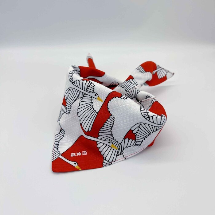 TAKTAK KITCHEN Made in Japan Cotton Red Crane Kofu Shukutsuru Aka Cat Dog Pet Scarf Furoshiki Fixed SizeProduct Thumbnail
