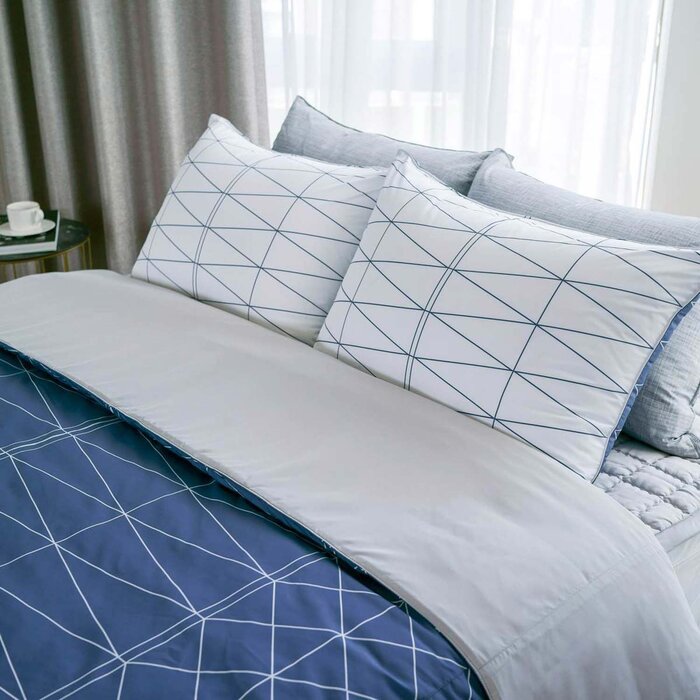 Jadaloo Anti-Dustmite Four Season Duvet Cover Set Blue Diamonds -Product Thumbnail