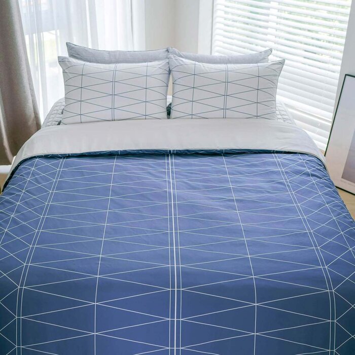 Jadaloo Anti-Dustmite Four Season Duvet Cover Set Blue Diamonds -Product Thumbnail