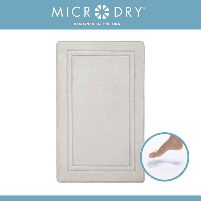 Microdry MICRODRY Quick Dry Memory Foam Luxury Framed Bath Mat Rug 21x34”, Light Grey Fixed SizeProduct Thumbnail