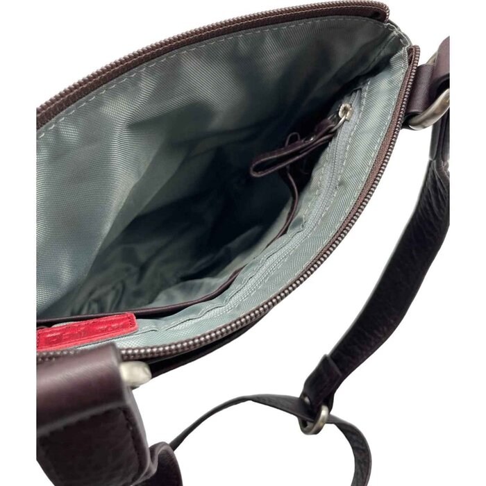 Leatheraft Cadence Business Leather Zipped Crossbody Bag(raisin) 8&quot;x 8&quot;x2.5&quot;Product Thumbnail