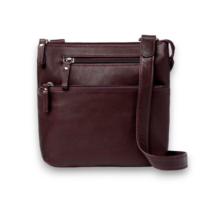 Leatheraft Cadence Business Leather Zipped Crossbody Bag(raisin) 8&quot;x 8&quot;x2.5&quot;Product Thumbnail