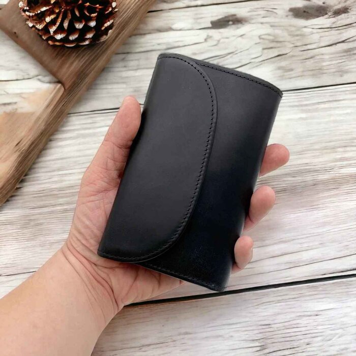 Leatheraft DANA Business Italian Bridle Leather 3 Fold Wallet With Large Coin Case(Black) 14x9.5cmProduct Thumbnail
