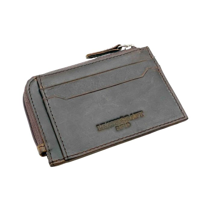 Leatheraft HOLDEN Crazy Horse Leather Zipped Card & Coin Sleeve(Coffee) 13.6x7.8cmProduct Thumbnail
