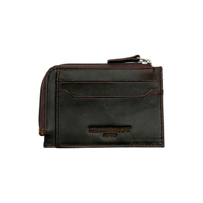 Leatheraft HOLDEN Crazy Horse Leather Zipped Card & Coin Sleeve(Coffee) 13.6x7.8cmProduct Thumbnail