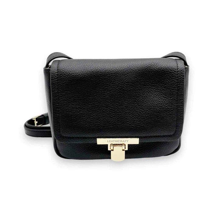 Leatheraft ISHA Pebbled Leather Small Shoulder Satchel Bag(Black) 13x16.5x 6cmProduct Thumbnail