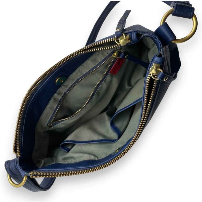 Leatheraft NOELLE Business Cowhide Leather Double Zip Bag(blue) 12&quot;x8&quot;x3.5&quot;Product Thumbnail