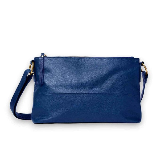 Leatheraft NOELLE Business Cowhide Leather Double Zip Bag(blue) 12&quot;x8&quot;x3.5&quot;Product Thumbnail