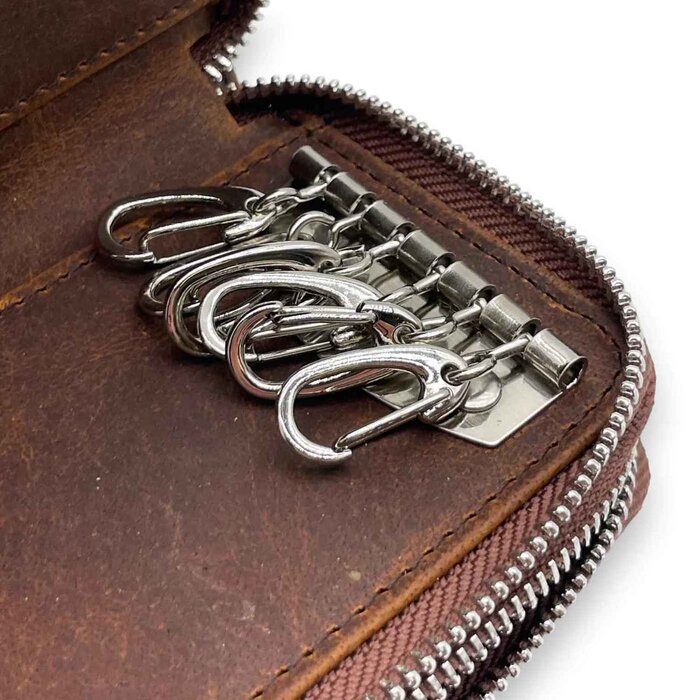 Leatheraft RHYS Distressed Leather Card And Key Pouch / Case(Coffee) 11.5x8x3.5cmProduct Thumbnail
