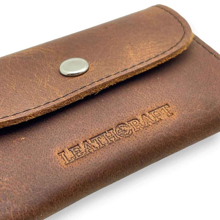 Leatheraft TRIPP Distressed Leather Business Card Case / Coin Pouch(coffee) 10.1x6.2cmProduct Thumbnail