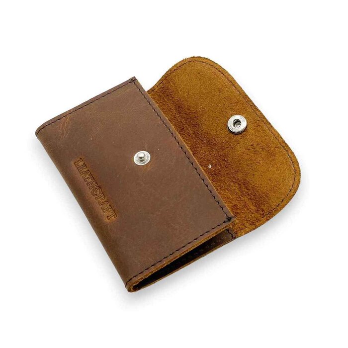 Leatheraft TRIPP Distressed Leather Business Card Case / Coin Pouch(coffee) 10.1x6.2cmProduct Thumbnail