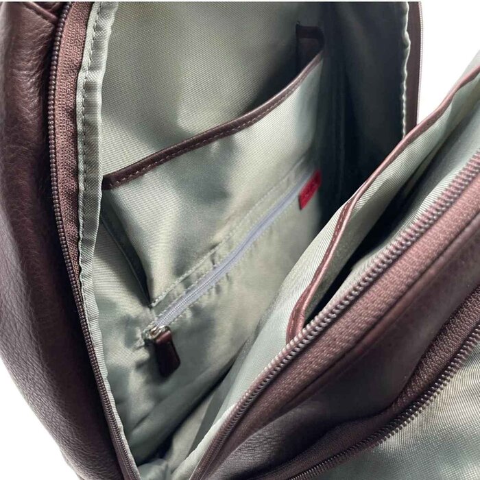 Leatheraft VERNON Business Leather Zipped Travel Backpack(brown) 17.20&quot;x12.50&quot; xProduct Thumbnail