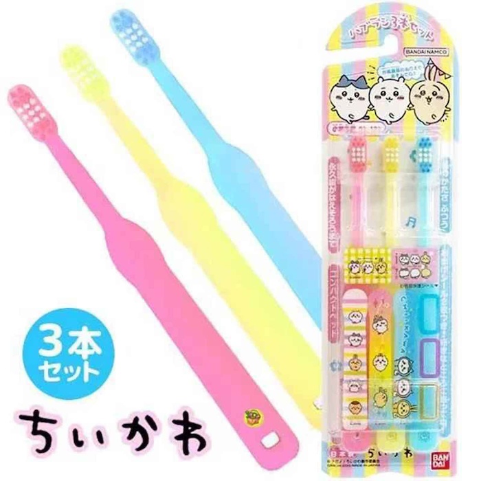BANDAI BANDAI CHIIKAWA Children's Toothbrush 3-Pack (0-6 Years Old) Parallel Import 4549660894209 Pink/Yellow/BlueProduct Thumbnail