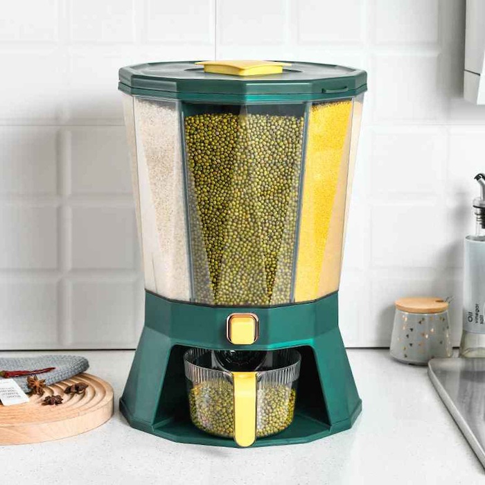jinwell Green Rotating rice bucket kitchen bucket press seal moisture insect proof rice box GreenProduct Thumbnail