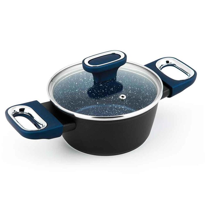 Carl Schmidt Sohn Marburg 16cm Forged Aluminum Casserole with glass lid (Blue coating & blue handle) 16cmProduct Thumbnail