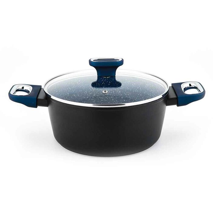 Carl Schmidt Sohn Marburg 24cm Forged Aluminum Casserole with glass lid (Blue coating & blue handle) 24cmProduct Thumbnail