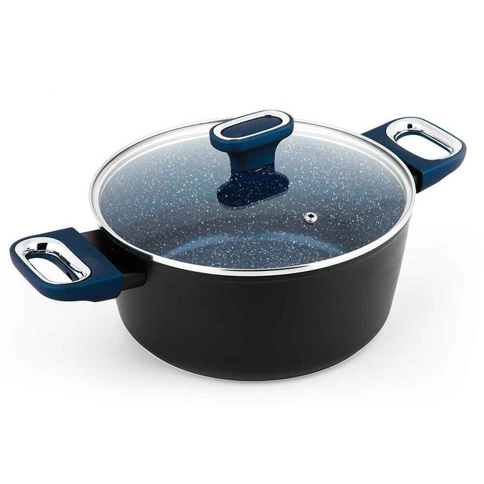 Carl Schmidt Sohn Marburg 24cm Forged Aluminum Casserole with glass lid (Blue coating & blue handle) 24cmProduct Thumbnail