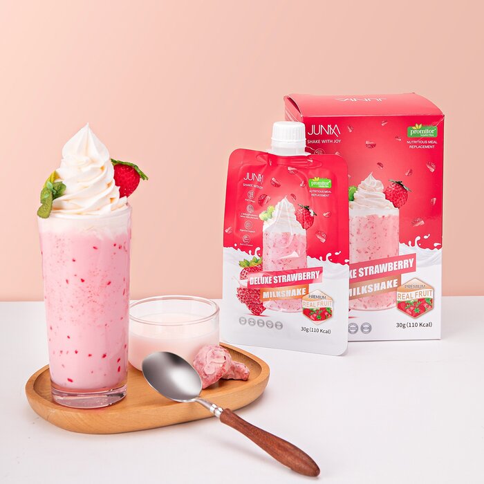 JUMIA 士多啤梨低卡代餐奶昔 - 含膠原蛋白+10億益生菌+膳食纖維 | 美肌瘦身纖體減肥 | 運動健身減脂 | 含100%REALFRUIT草莓果肉 即沖乳酪飲品 (10包/盒) EXP:2027/07 30g*10packsProduct Thumbnail