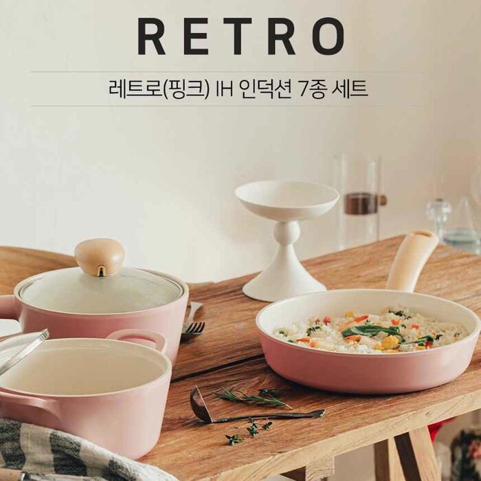 Neoflam Retro Wok with glass cover 26cm Pink (suitable for IH) 0Product Thumbnail
