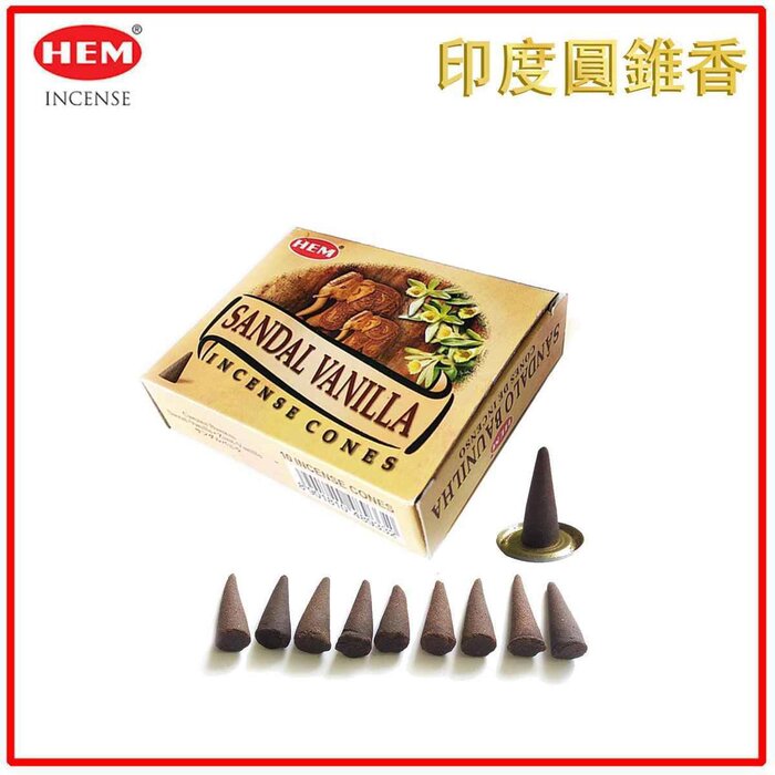 HEM HEM - (Buy 1 Get 2 Free)SANDAL VANILLA Incense Cone Natural India Handmade meditating conesHCONE-SANDAL-VANILLA Fixed sizeProduct Thumbnail