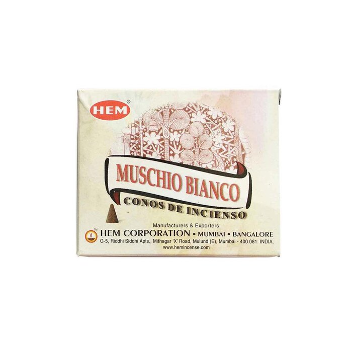 HEM HEM - (Buy 1 Get 2 Free)WHITE MUSK Incense Cone Natural India Handmade meditating cones HCONE-WHITE-MUSK Fixed sizeProduct Thumbnail