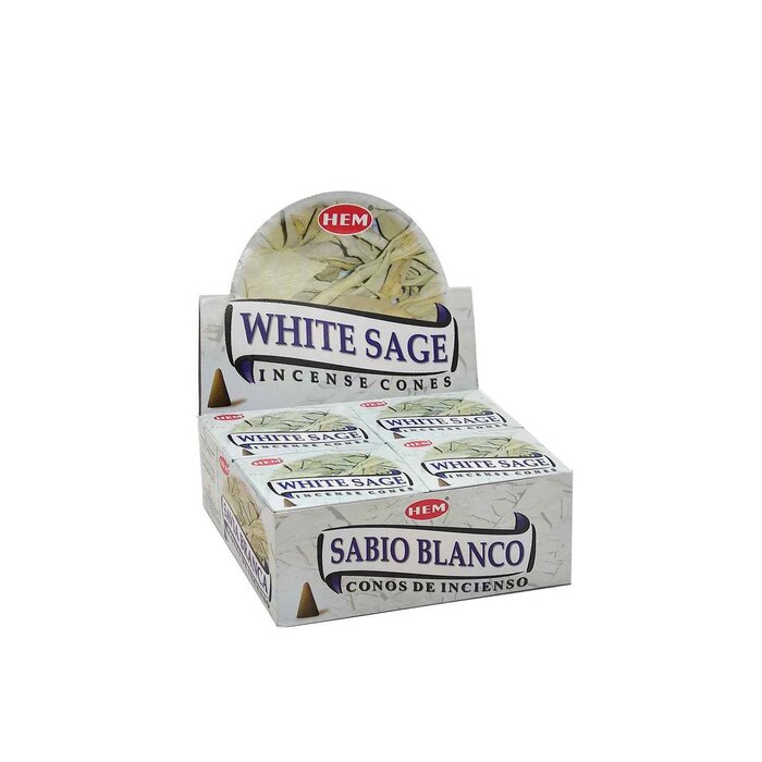 헴 HEM HEM -WHITE SAGE Incense Cone 12 small boxes per big box Natural Handmade cones HCONE-WHITE-SAGE-X12 Fixed sizeProduct Thumbnail