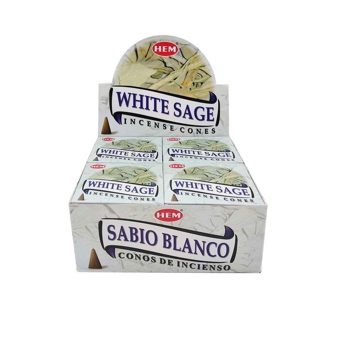 헴 HEM HEM -WHITE SAGE Incense Cone 12 small boxes per big box Natural Handmade cones HCONE-WHITE-SAGE-X12 Fixed sizeProduct Thumbnail
