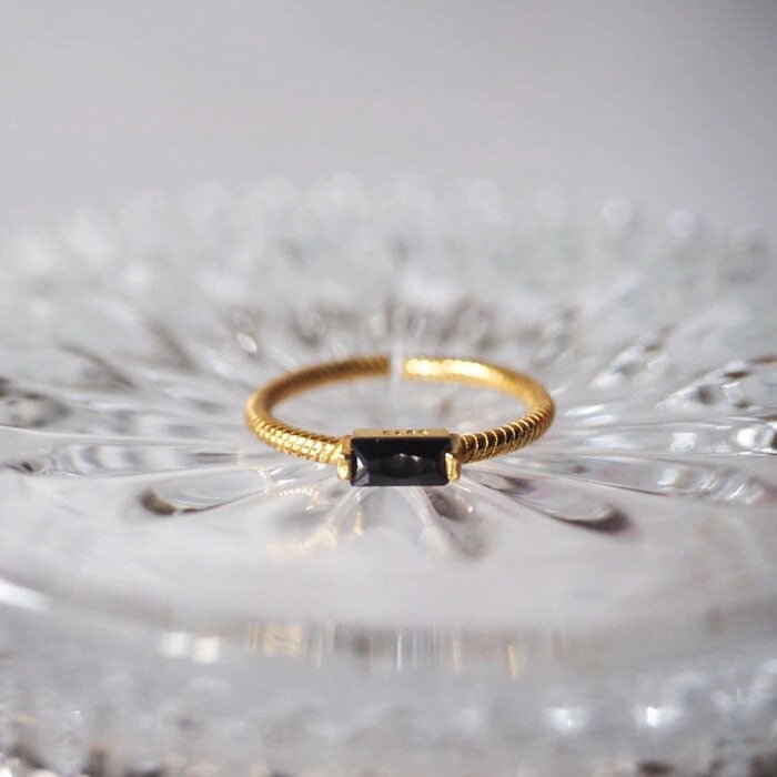 eclater jewellery Black Zircon Ring Open-EndProduct Thumbnail
