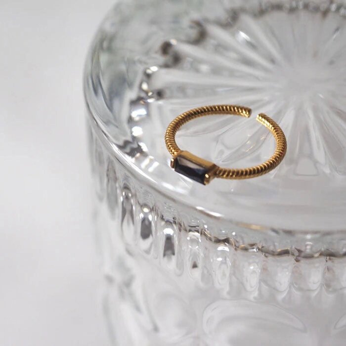 eclater jewellery Black Zircon Ring Open-EndProduct Thumbnail